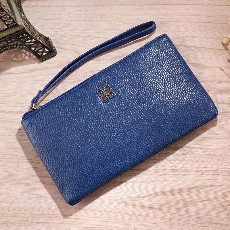 Women Long Casual Wallet Litchi Grain PU Leather Lady Zipper Phone Pocket Credit Card Holder Female Purse Coin Money Bag Clutch