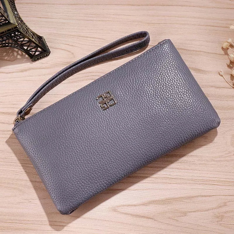 Women Long Casual Wallet Litchi Grain PU Leather Lady Zipper Phone Pocket Credit Card Holder Female Purse Coin Money Bag Clutch