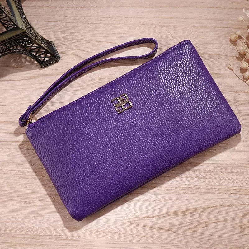 Women Long Casual Wallet Litchi Grain PU Leather Lady Zipper Phone Pocket Credit Card Holder Female Purse Coin Money Bag Clutch