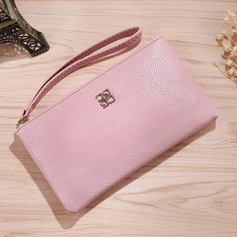 Women Long Casual Wallet Litchi Grain PU Leather Lady Zipper Phone Pocket Credit Card Holder Female Purse Coin Money Bag Clutch
